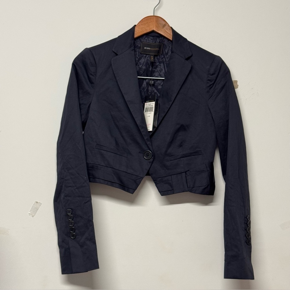 NWT BCBGMaxAzria Dara The Tuxedo Bow Jacket Suit Navy XS